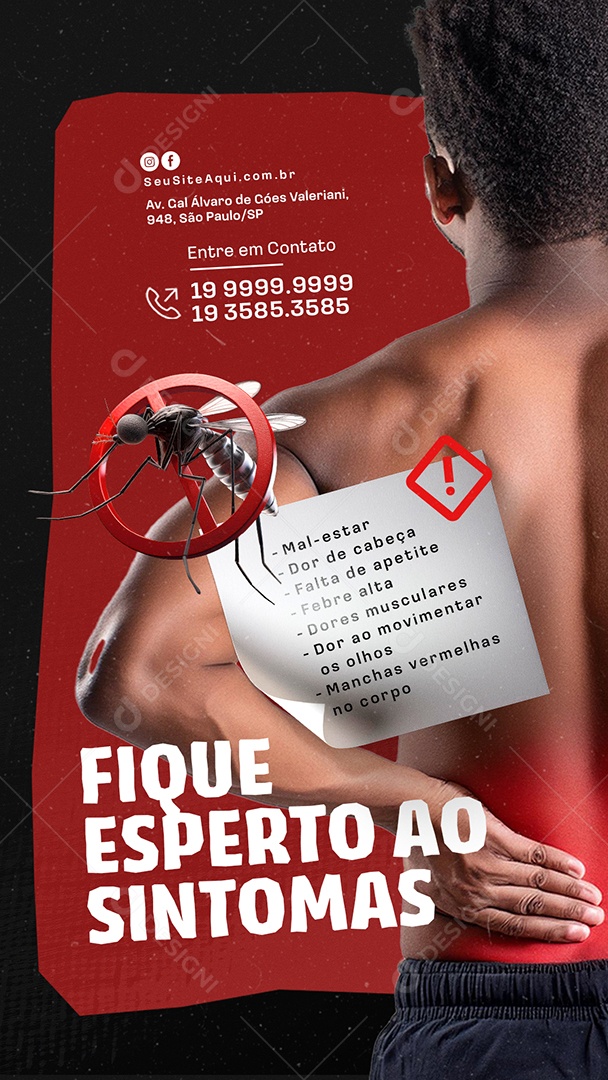 Story Dengue Fique Esperto ao Sintomas Social Media PSD Editável