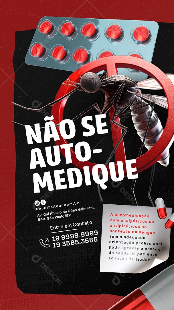 Story Dengue Não Se Aito Medique Social Media PSD Editável
