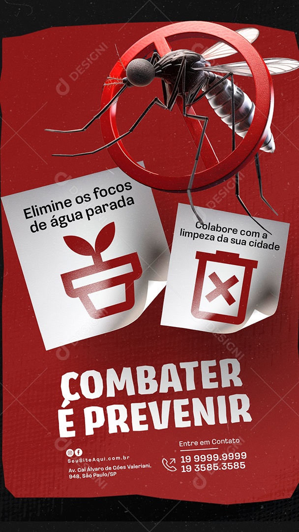 Story Dengue Combater é Prevenir Social Media PSD Editável
