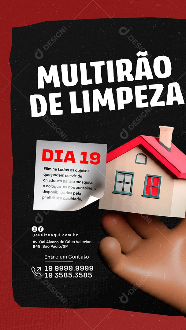 Story Dengue Multirão de Limpeza Social Media PSD Editável