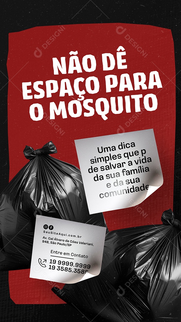 Story Dengue Não Dê Espaço para o Mosquito Social Media PSD Editável