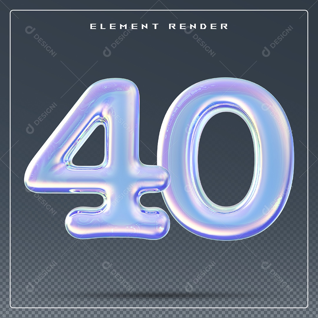 Elemento 3D Número 36 Azul para Composição PSD