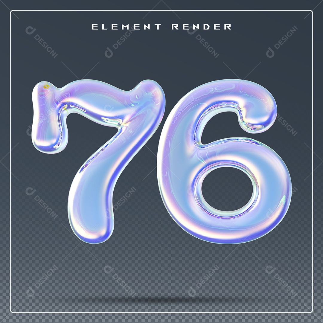 Elemento 3D Número 36 Azul para Composição PSD