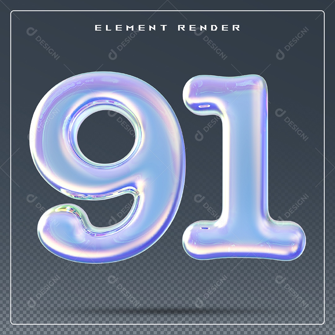Elemento 3D Número 36 Azul para Composição PSD