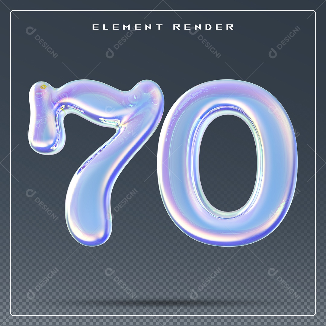 Elemento 3D Número 36 Azul para Composição PSD