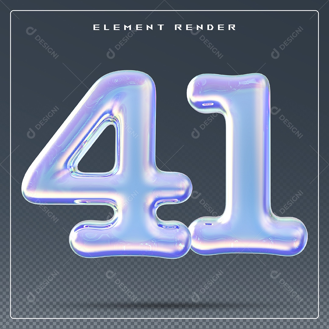 Elemento 3D Número 36 Azul para Composição PSD