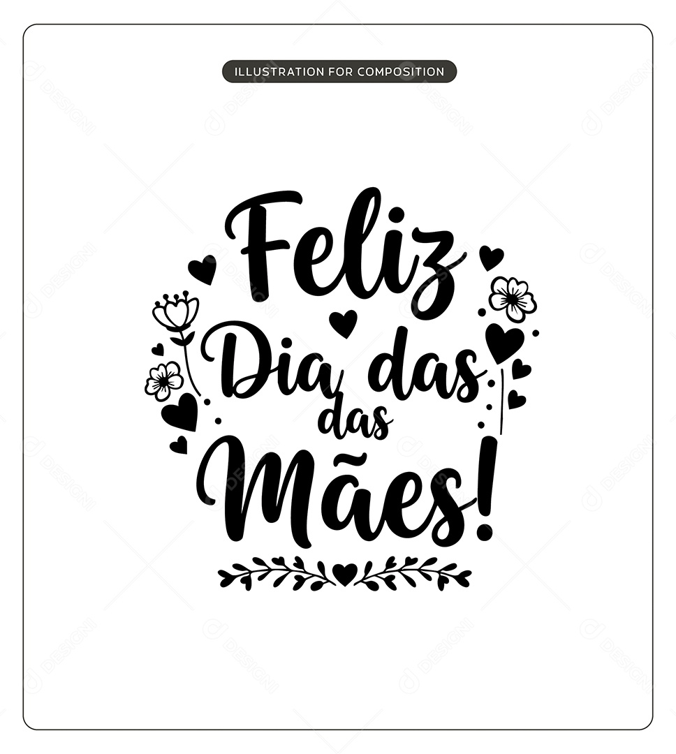 Lettering Feliz Dia das Mães Ilustração Vetor EPS