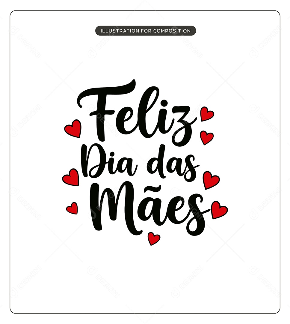 Lettering Feliz Dia das Mães Ilustração Vetor EPS