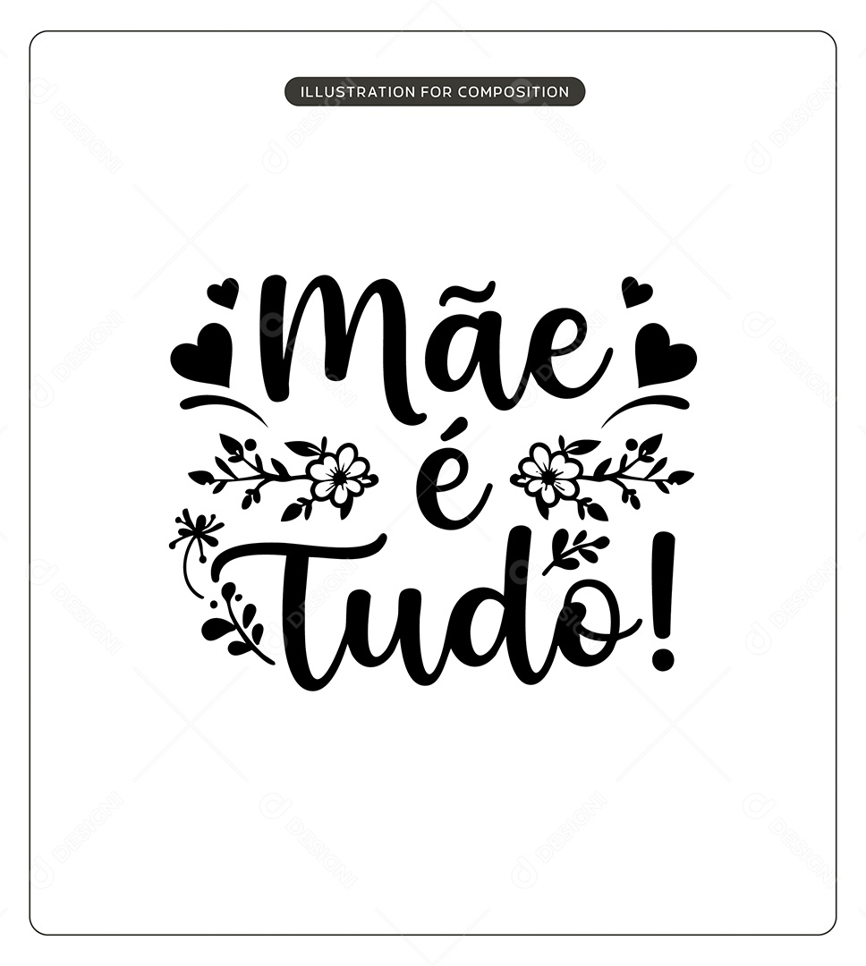 Lettering Feliz Dia das Mães Ilustração Vetor EPS