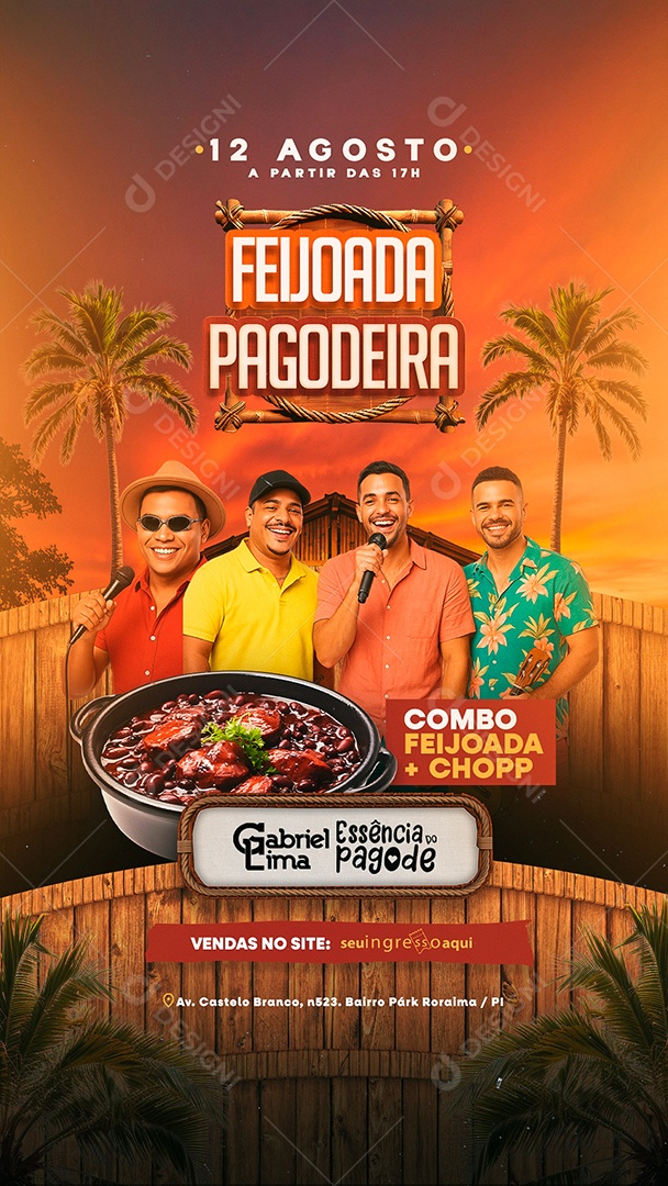 Story Flyer Feijoada Pagodeira Social Media PSD Editável