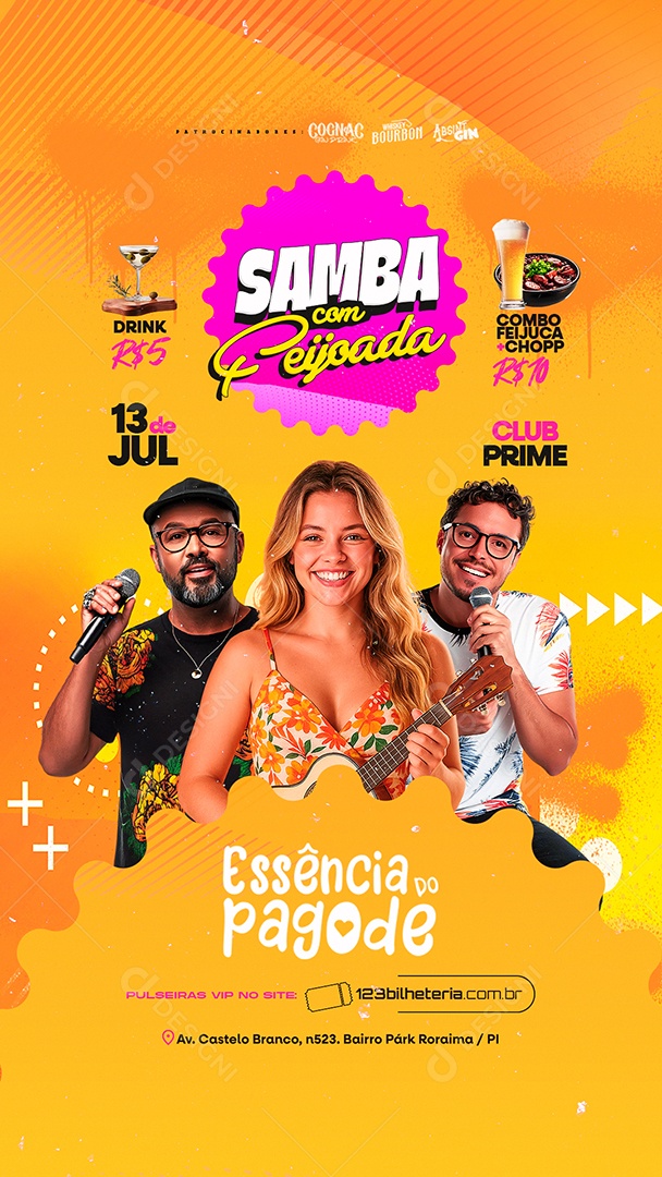 Story Flyer Samba com Feijoada Social Media PSD Editável