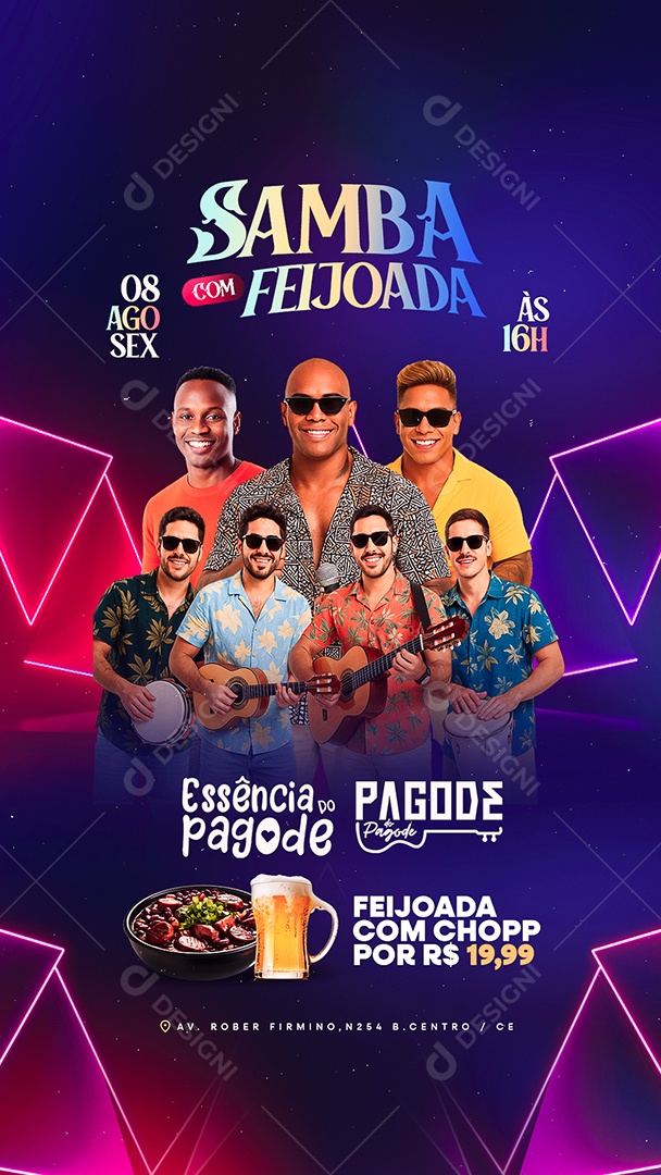 Story Flyer Samba com Feijoada Social Media PSD Editável