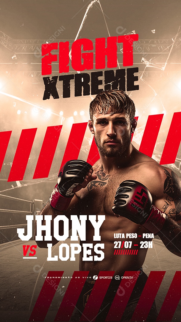 Story Campeonato de Luta Peso Pena Jhony VS Lopes Social Media PSD Editável