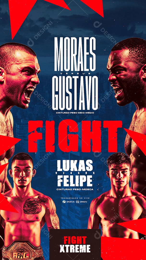 Story Campeonato de Luta Cinturão Peso Mosca Social Media PSD Editável