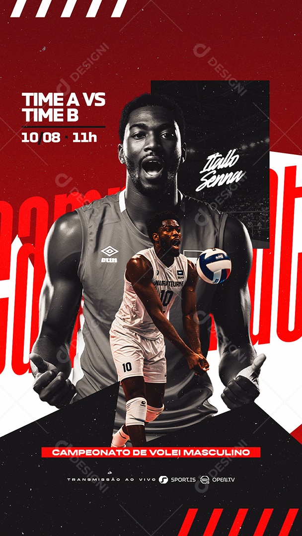 Story Campeonato De Vôlei Masculino Social Media PSD Editável