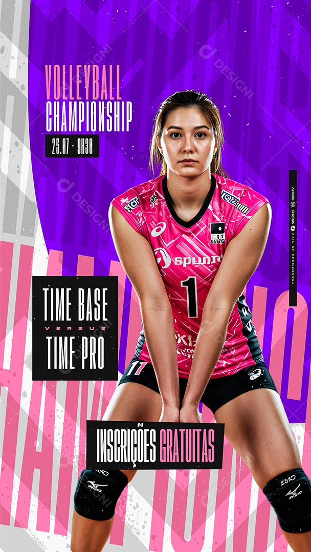 Story Campeonato de Vôlei Feminino Volleyball Championship Social Media PSD Editável