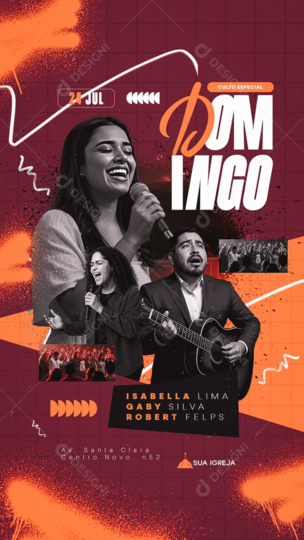Story Flyer Gospel Culto Especial Domingo Social Media PSD Editável