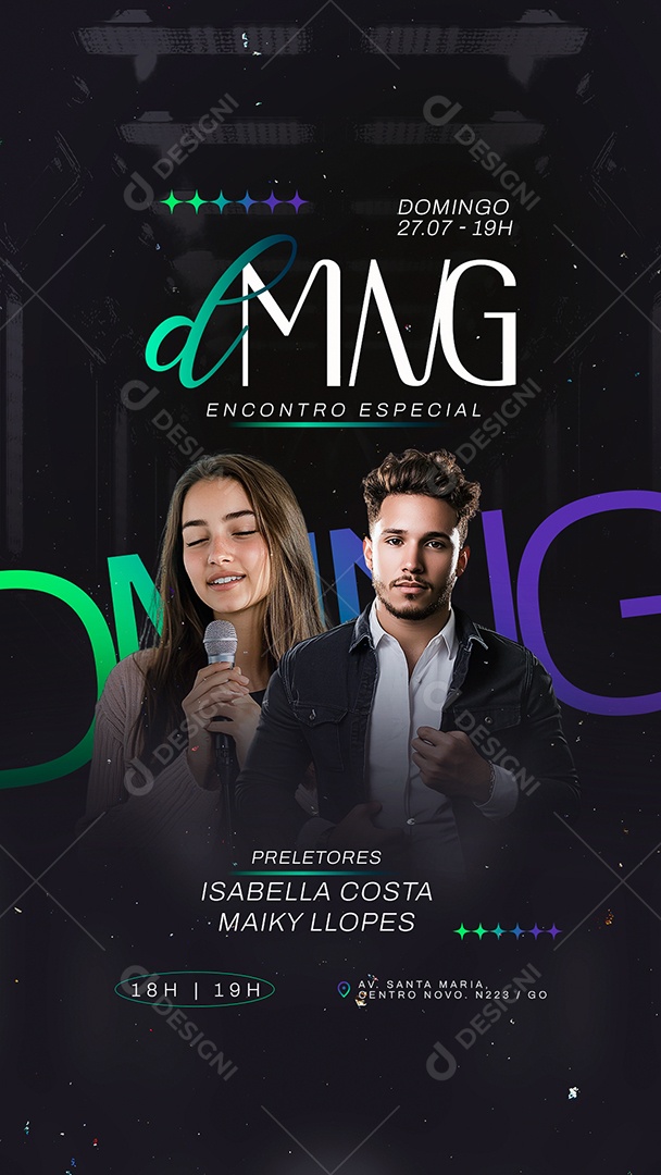 Story Flyer Gospel Domingo Encontro Especial Social Media PSD Editável