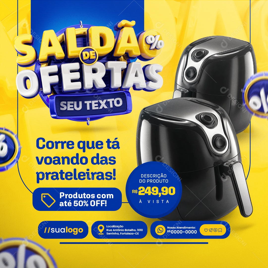 Saldão de Ofertas Loja de Eletrodomésticos Air Flyer Social Media PSD Editável