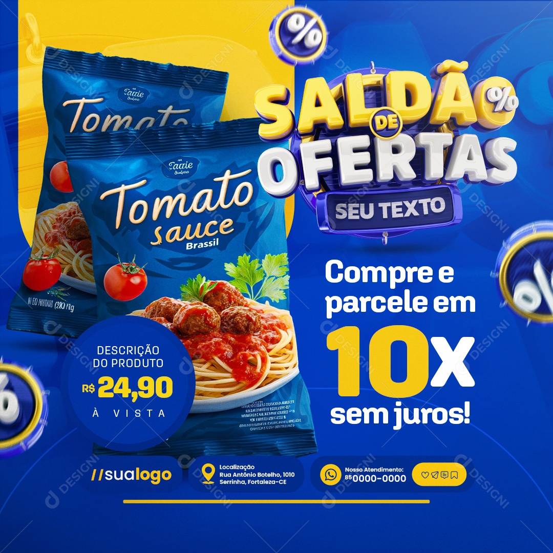 Saldão de Ofertas Loja de Eletrodomésticos Compre e Parcele Social Media PSD Editável