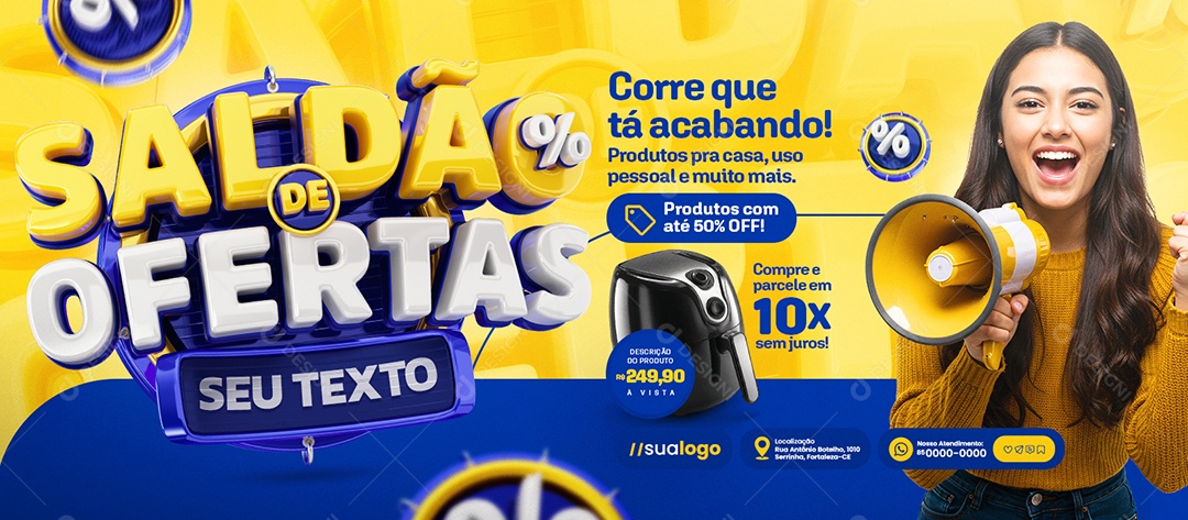 Banner Saldão de Ofertas Loja de Eletrodomésticos Air Flyer Social Media PSD Editável