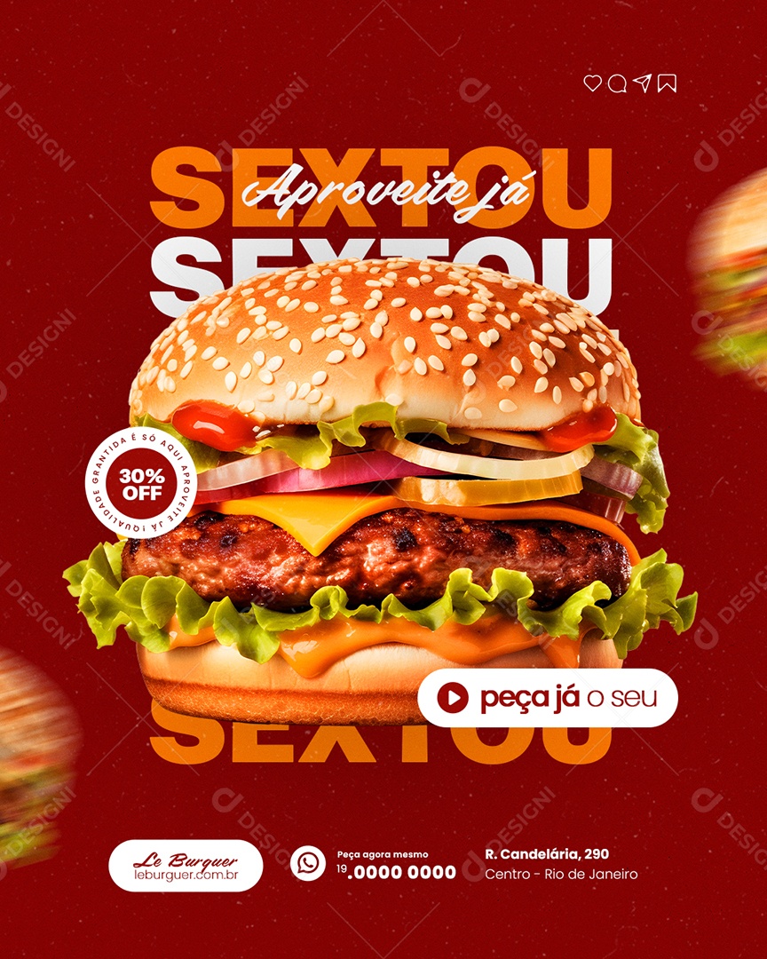 Hamburgueria Sextou AProveite Já Social Media PSD Editável
