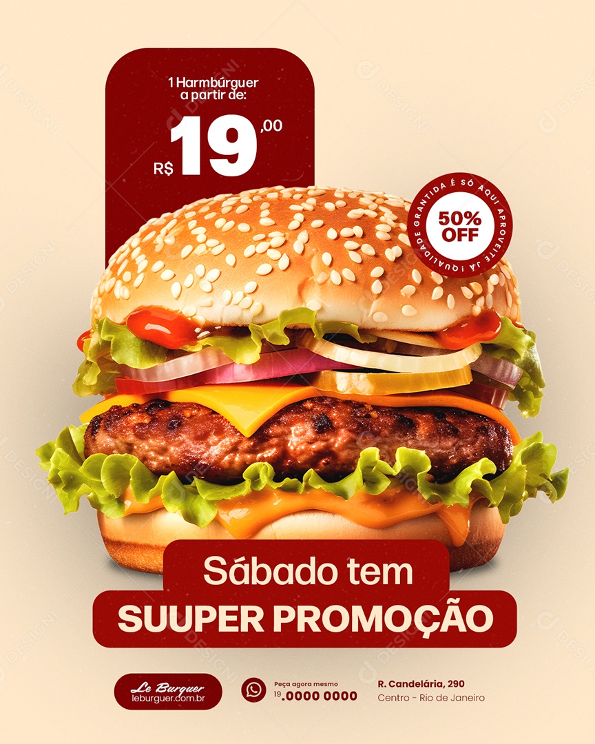 Hamburgueria Sábado tem Super Promoção Social Media PSD Editável