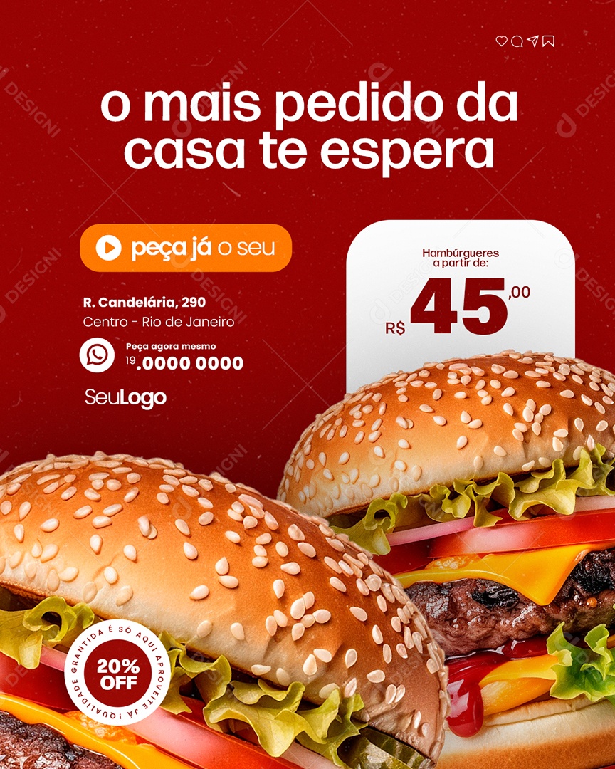 Hamburgueria Hambúrgueres Social Media PSD Editável