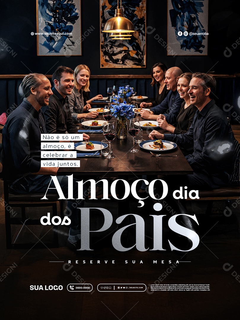 Restaurante Almoço Dia dos Pais Reserve sua Mesa Social Media PSD Editável