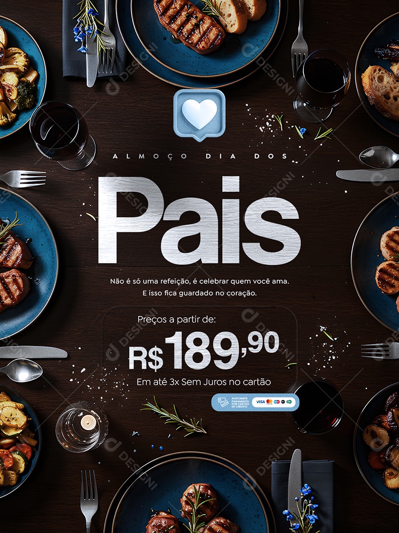 Restaurante Almoço Dia dos Pais Social Media PSD Editável