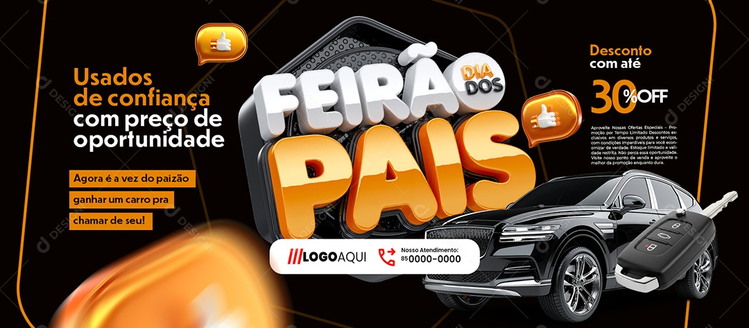 Banner Feirão Dia dos Pais Concessionária Usados de Confianças Social Media PSD Editável