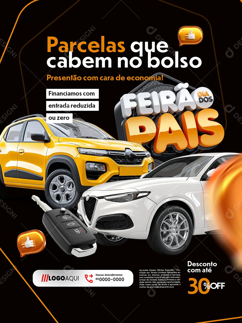 Feirão Dia dos Pais Concessionária Parcelas Que Cabem no Bolso Social Media PSD Editável