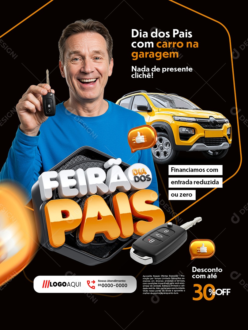 Feirão Dia dos Pais Concessionária Carro na Garagem Social Media PSD Editável