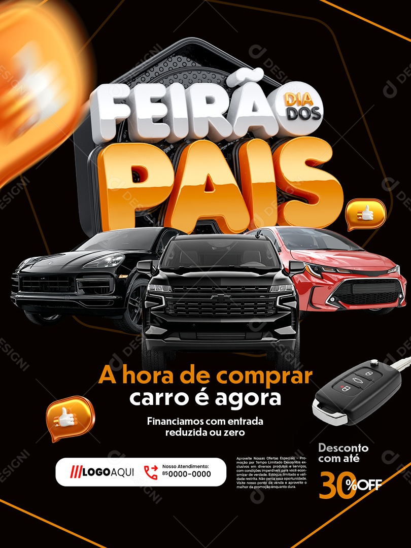 Feirão Dia dos Pais Concessionária A Hora de Comprar Carro Social Media PSD Editável