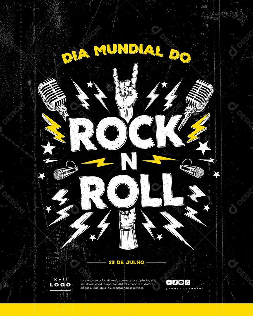 Dia Mundial do Rock 13 de Julho Social Media PSD Editável