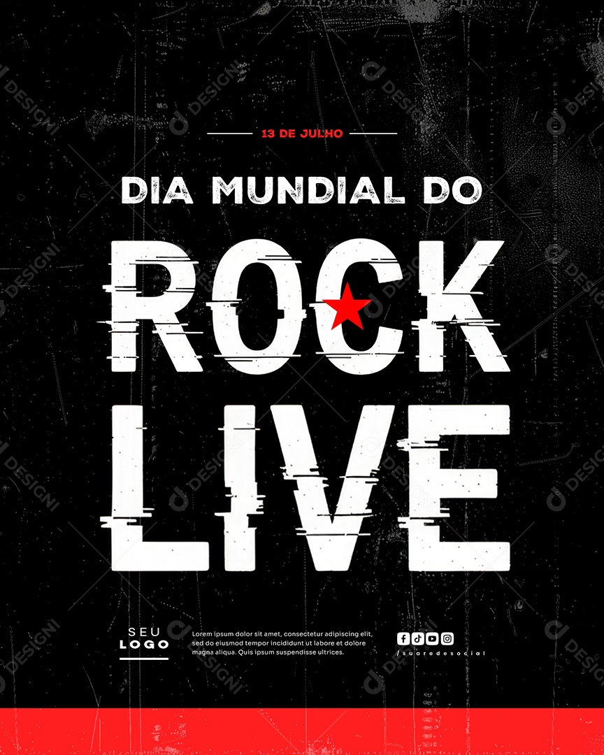 Dia Mundial do Rock 13 de Julho Social Media PSD Editável