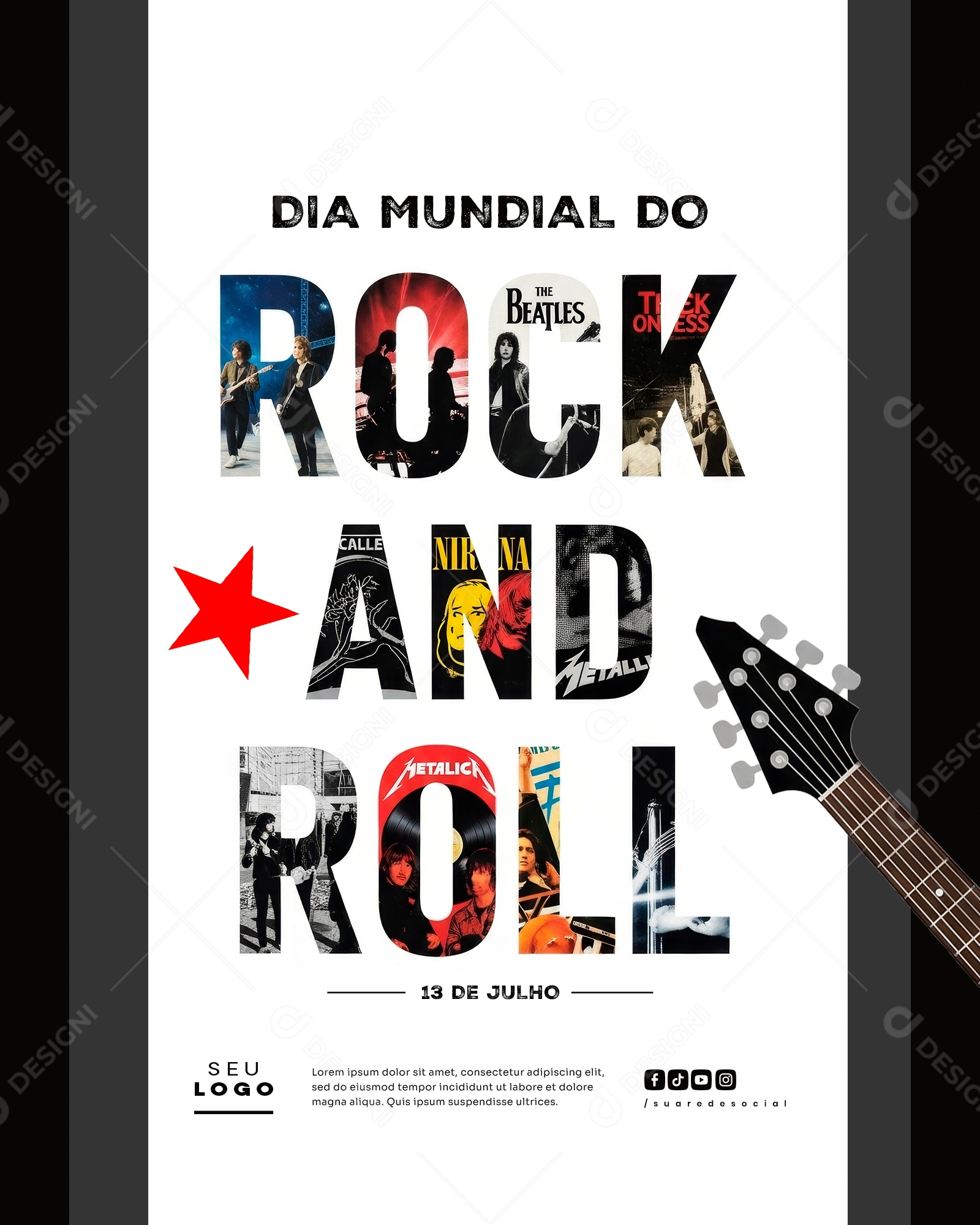 Dia Mundial do Rock 13 de Julho Social Media PSD Editável