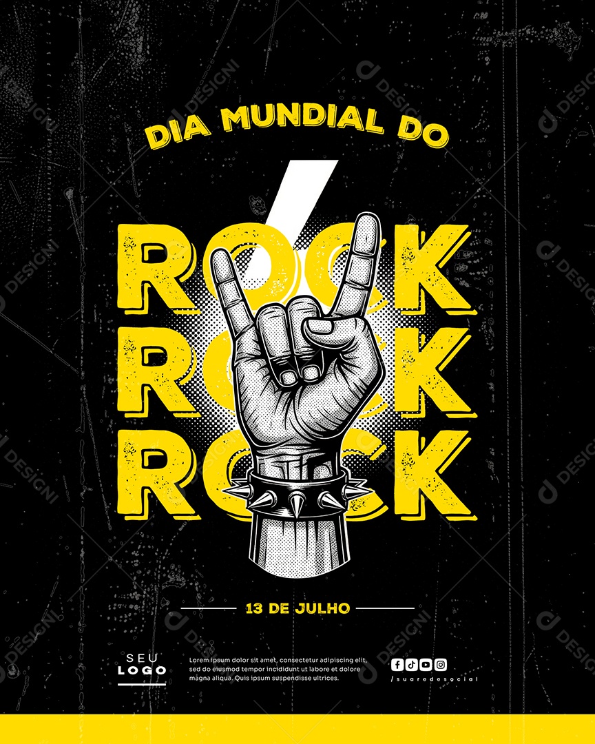 Dia Mundial do Rock 13 de Julho Social Media PSD Editável