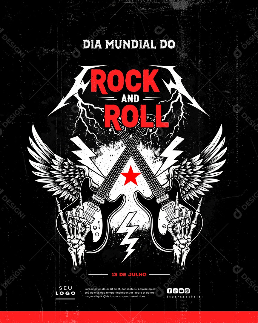 Dia Mundial do Rock 13 de Julho Social Media PSD Editável