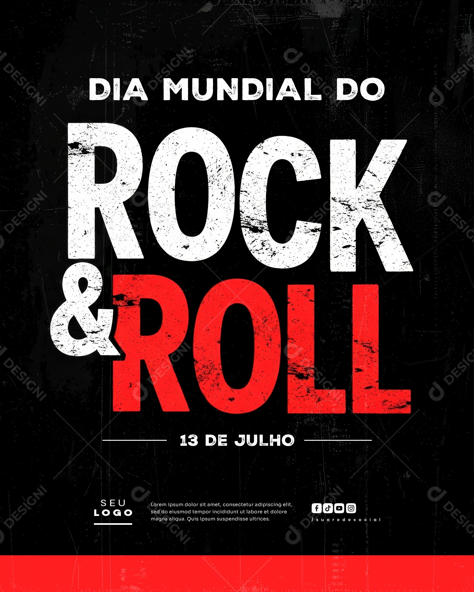 Dia Mundial do Rock 13 de Julho Social Media PSD Editável