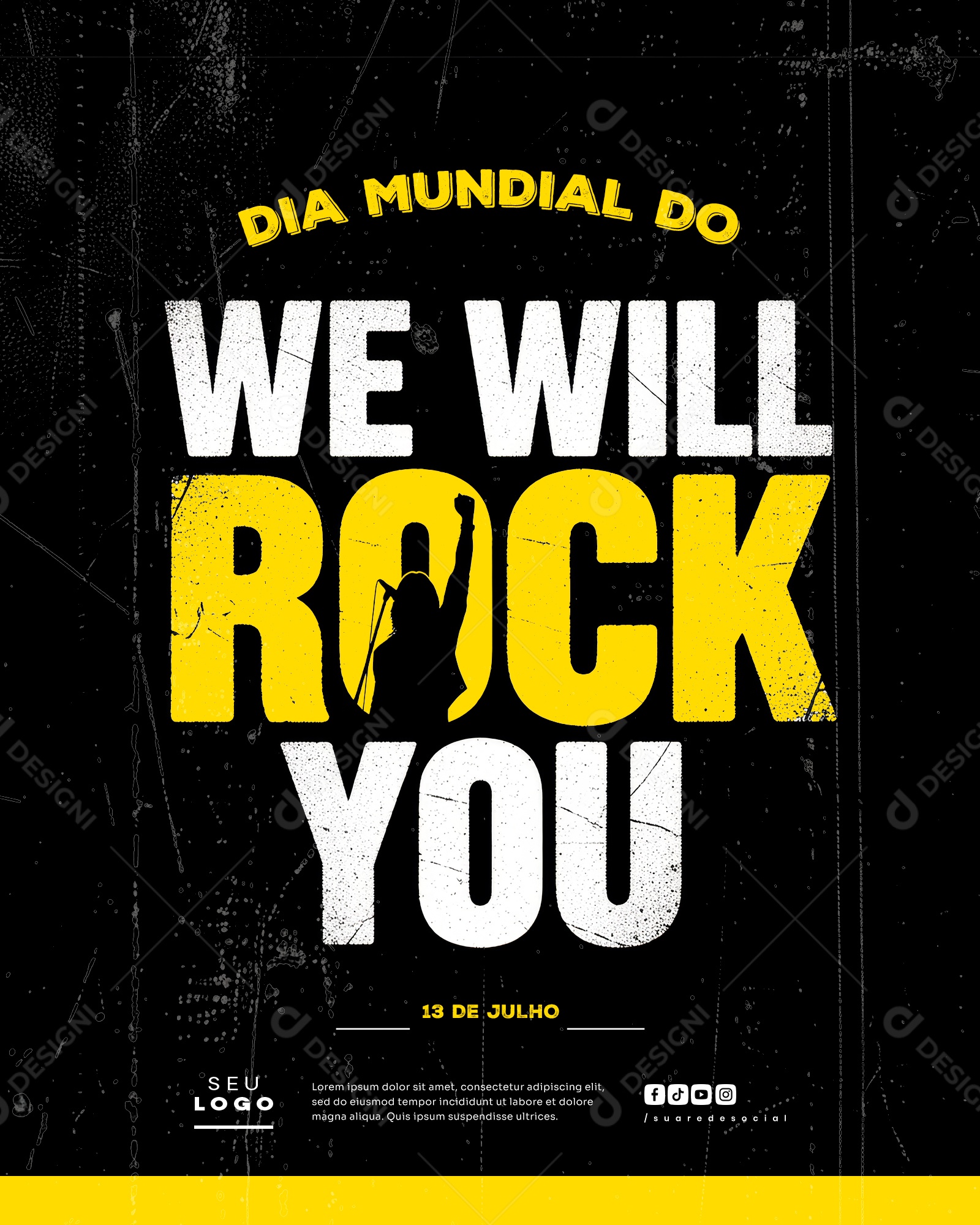 Dia Mundial do Rock 13 de Julho Social Media PSD Editável