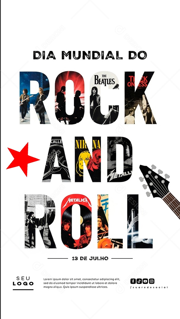 Story Dia Mundial do Rock 13 de Julho Social Media PSD Editável