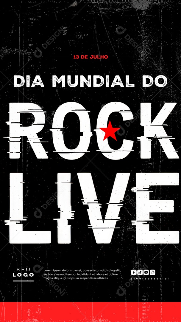 Story Dia Mundial do Rock 13 de Julho Social Media PSD Editável