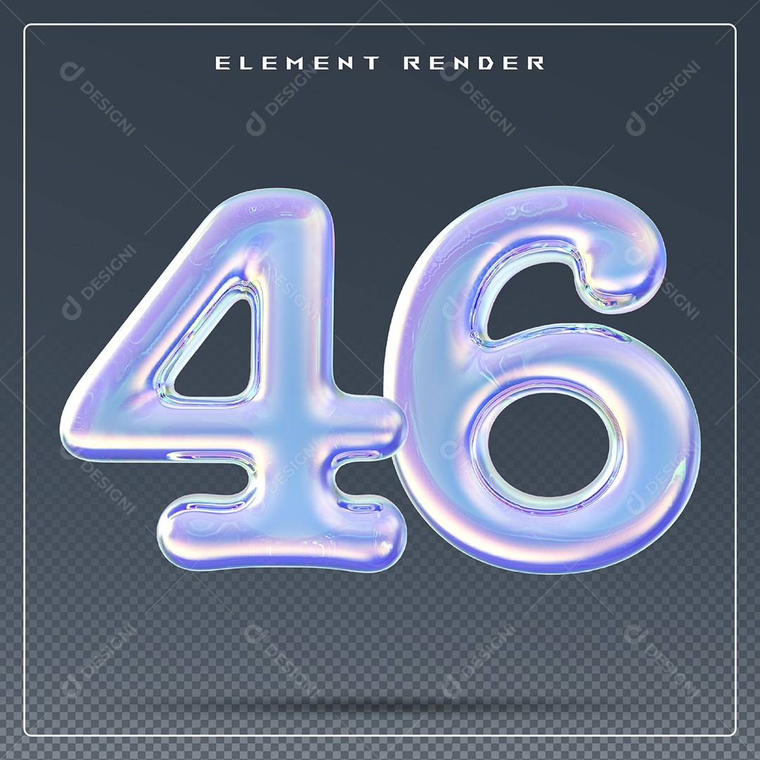 Elemento 3D Número 46 Azul para Composição PSD