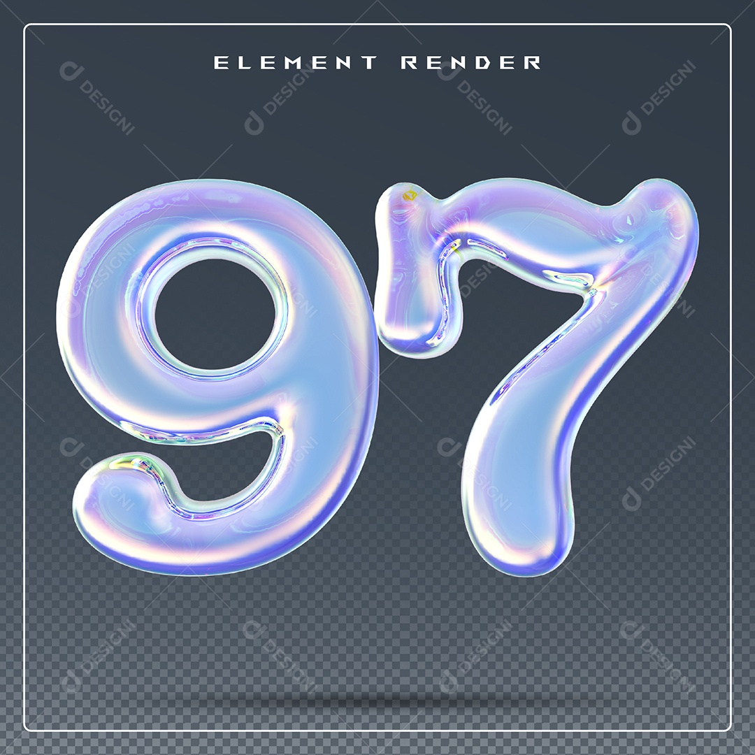 Elemento 3D Número 27 Azul para Composição PSD