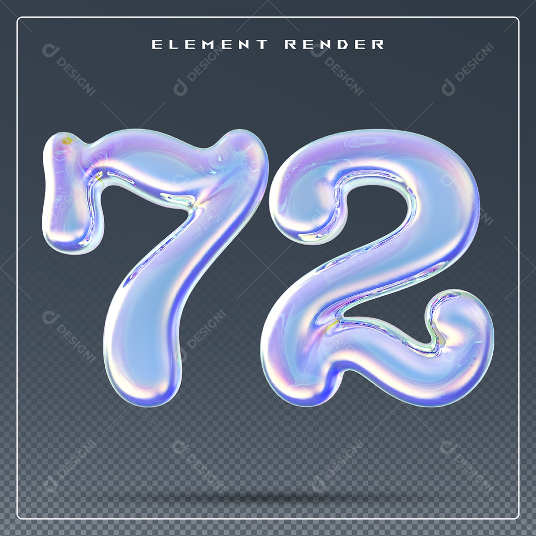 Elemento 3D Número 27 Azul para Composição PSD