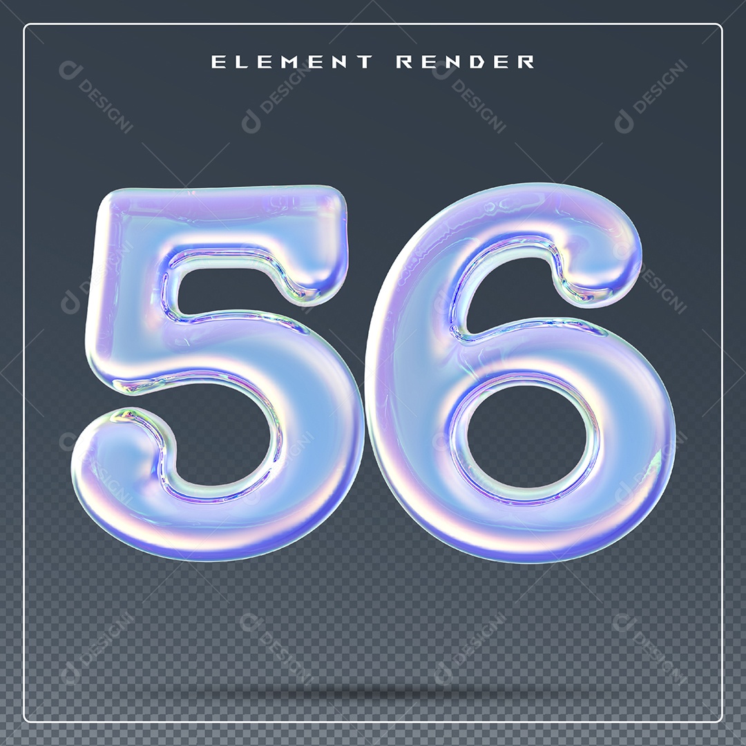 Elemento 3D Número 27 Azul para Composição PSD