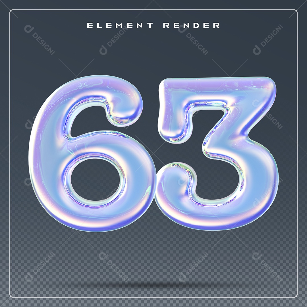 Elemento 3D Número 27 Azul para Composição PSD