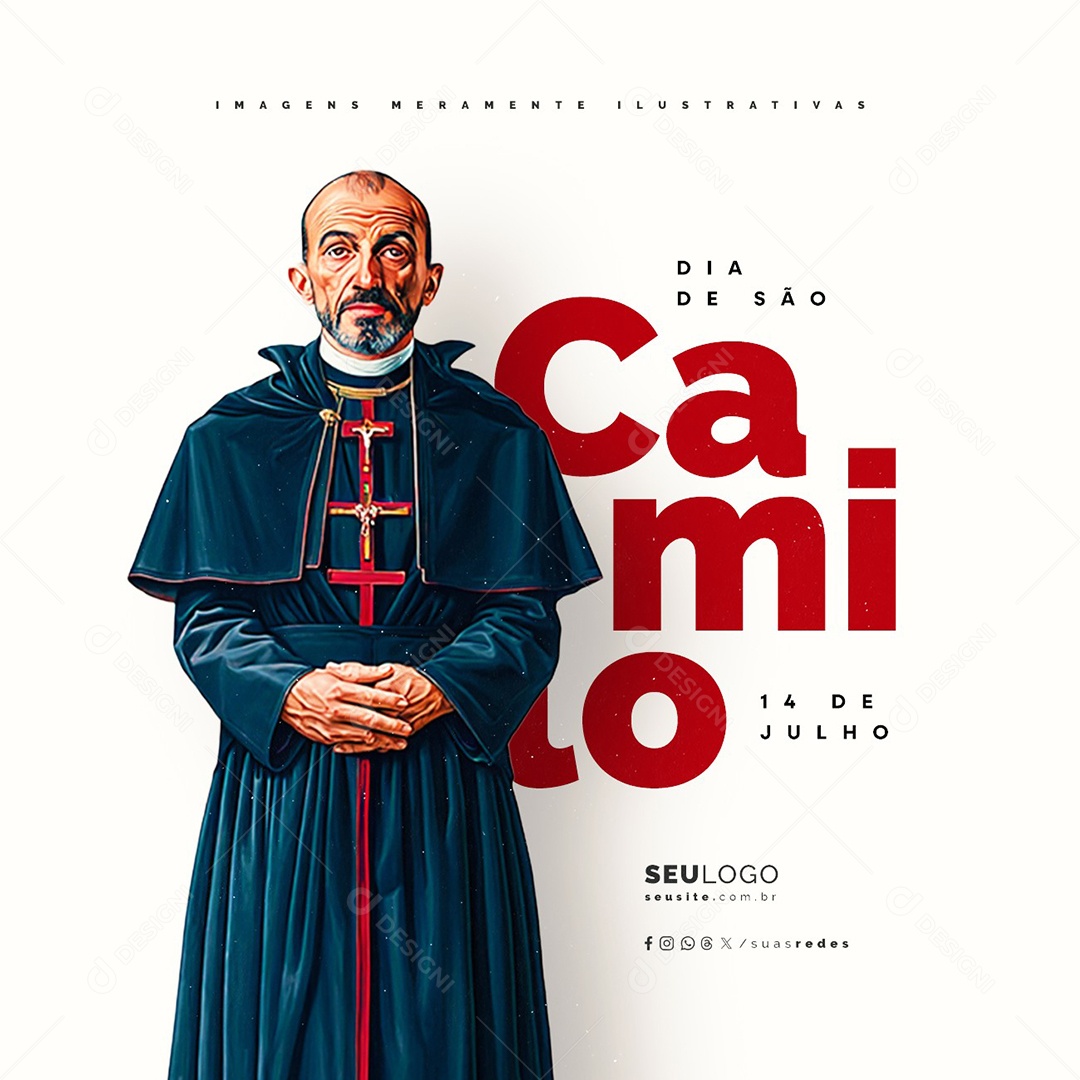 Dia de São Camilo 14 de Julho Social Media PSD Editável