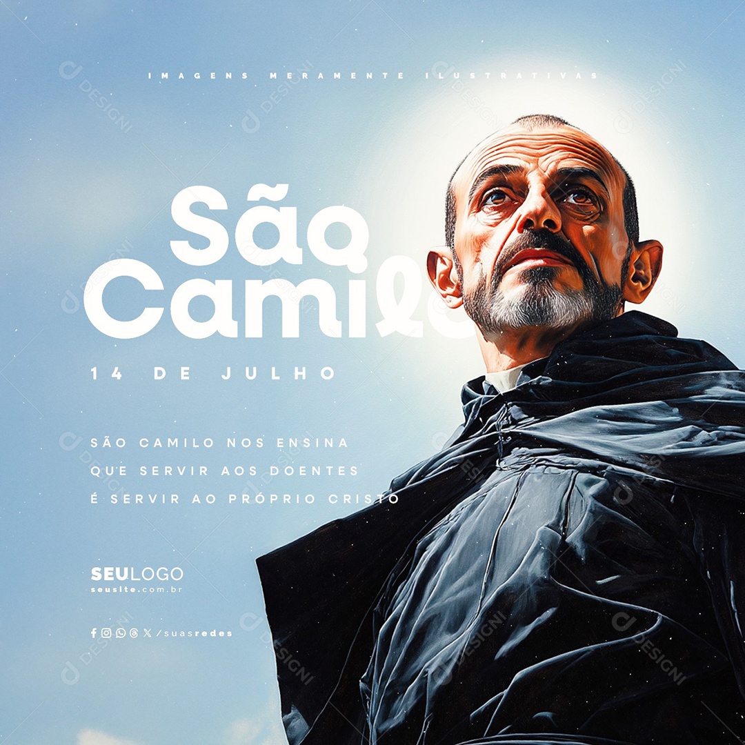 Dia de São Camilo 14 de Julho Social Media PSD Editável